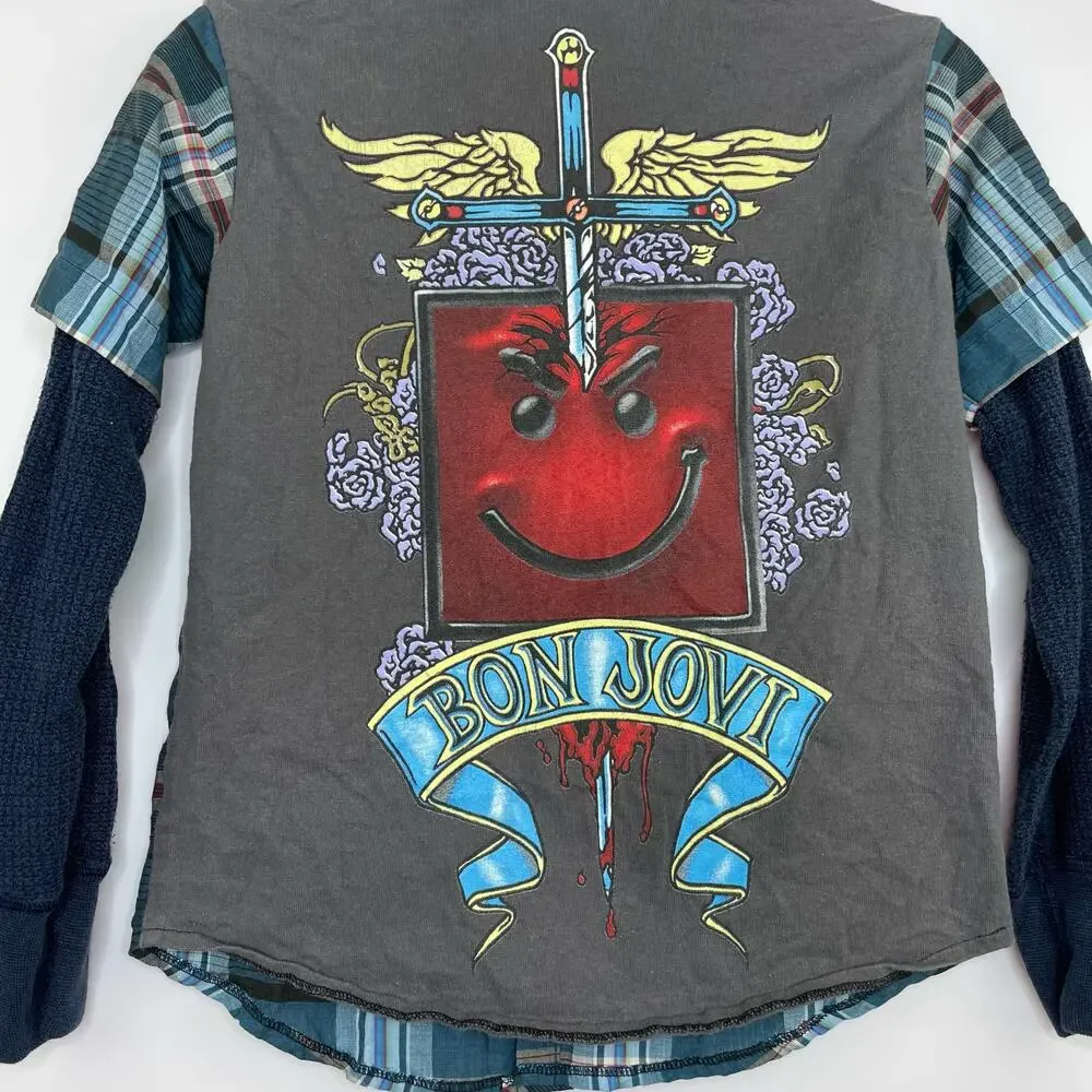 Recycled Lola & James Bon Jovi boy's layered shirt/plaid boys size 7 yrs.